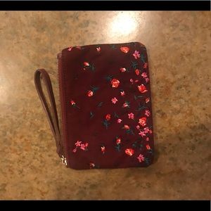 Maroon and Floral Handbag/Wallet